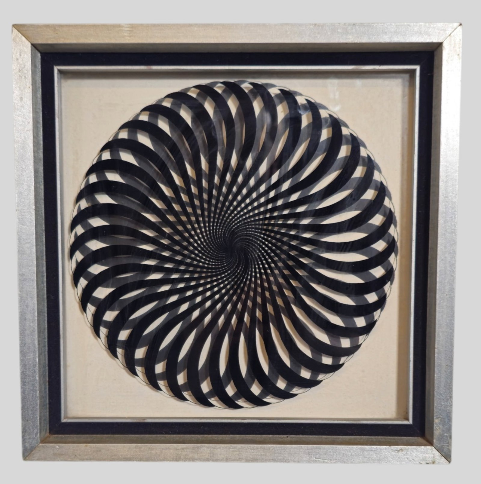 Windsor Art Products Optical Serigraph: Windsor Art Products Optical Serigraph. 1970. Titled," Brown Swirl" Image size 10 1/4 x 10 1/4. Frame 11 3/4 x 11 3/4.