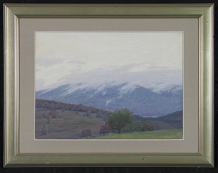 Andrew Thomas Schwartz (1867- 1942): Oil on board. Kentucky mountains. 14 x 19.5. Signed LL.