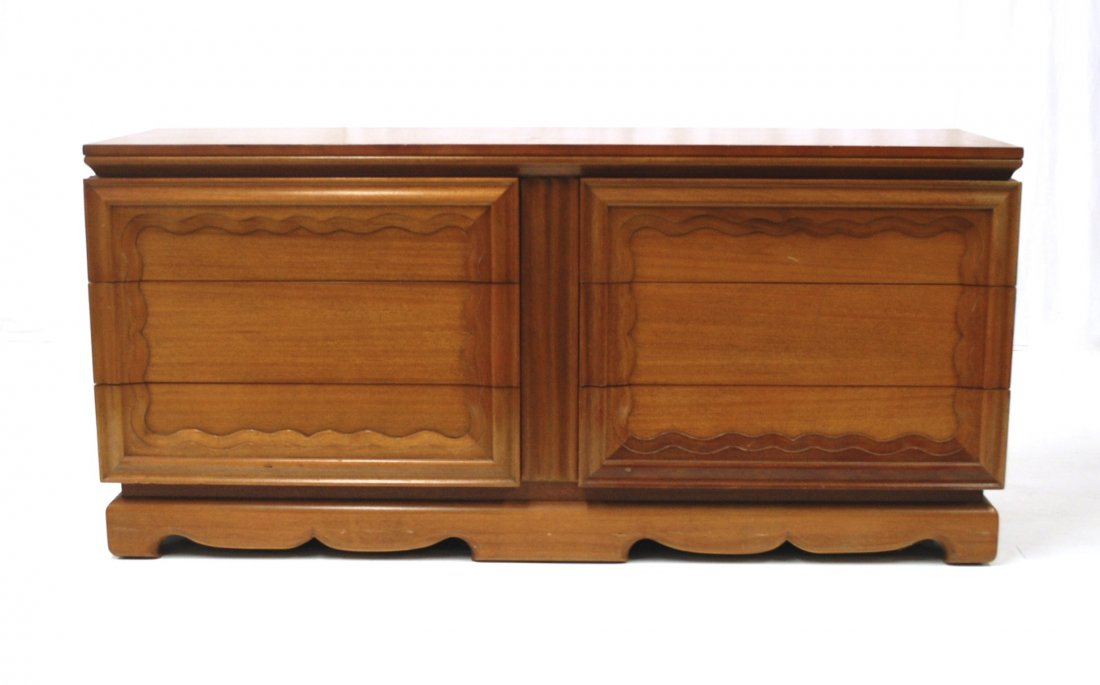 Grosfeld House: Six drawer dresser attributed to Vladimir Kagan. Teak. Size 72w x 22d x 34h.