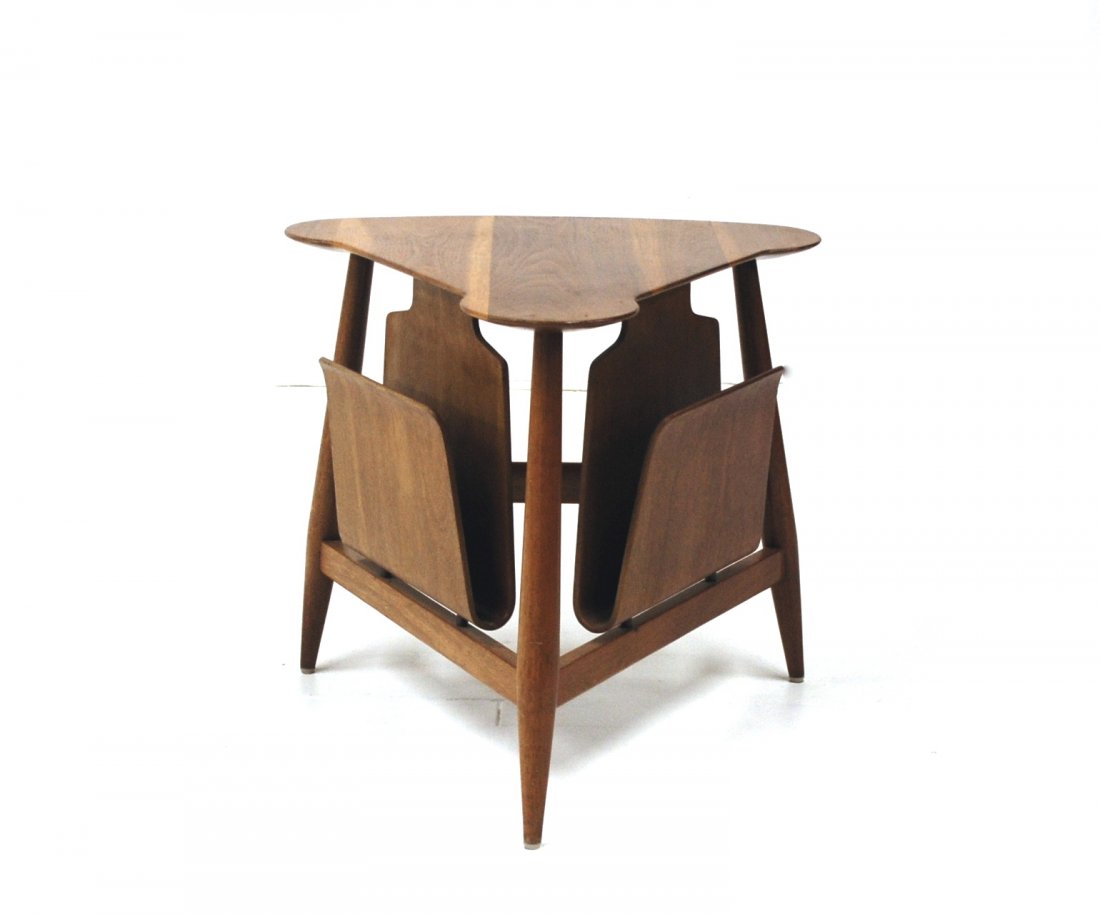 Edward Wormley: Magazine table, model 5313, Dunbar, 1953, Mahogany and brass. Original brass label. Size 25.5w x 25D x 22H