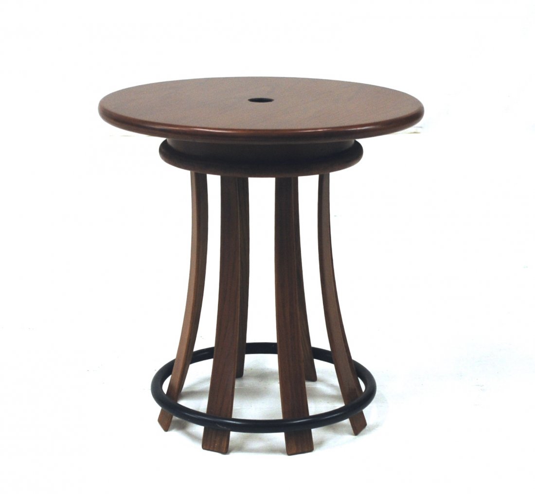 Edward Wormley: Toad Stool occasional table, 1964, Dunbar. Oak and enameled steel. 19 Diameter x 19.5H