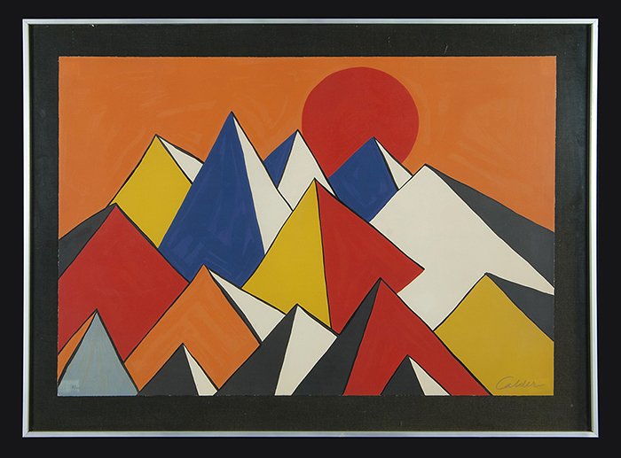 Alexander Calder: Original signed and numbered lithograph. Signed LR. 81/150. Size 26.25 x 38.25. Frame 32.25 x 44.25