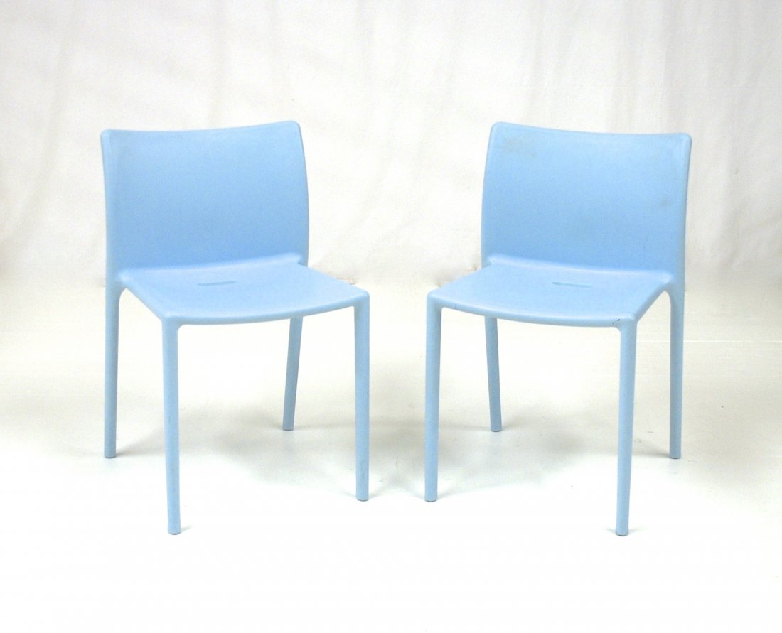 Jasper Morrison: Pair of "Air Chair" in Ice blue fiberglass. Signed to underside. Size 19w x 19.5d x 30.75h.