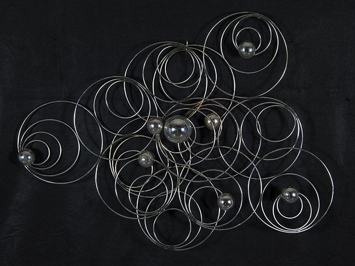 Curtis Jere: Abstract Wall Relief Sculpture, signed LL. Chrome plated metal Size 45L x 6D x 35H.