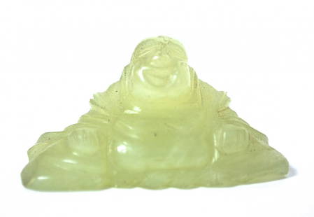 Bright White Jade Buddha. 19th Century: Jade Buddha. Size, 2W x .5D X .75h