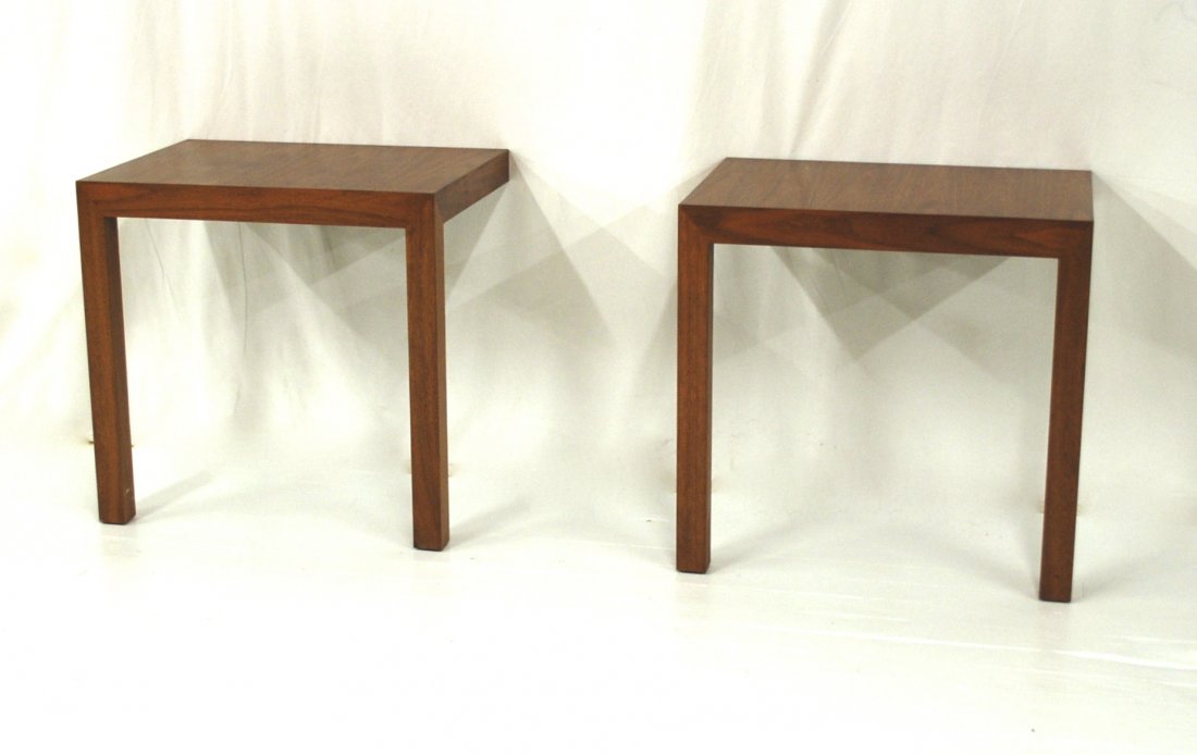 Florence Knoll: Pair of console tables, Walnut, Knoll International. Provenance; The Cincinnati Art Museum. Size, 30W x 22D x 29H