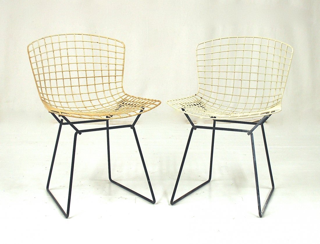 Harry Bertoia: Side chairs, pair enameled metal, Knoll. 21 x 24 x 30