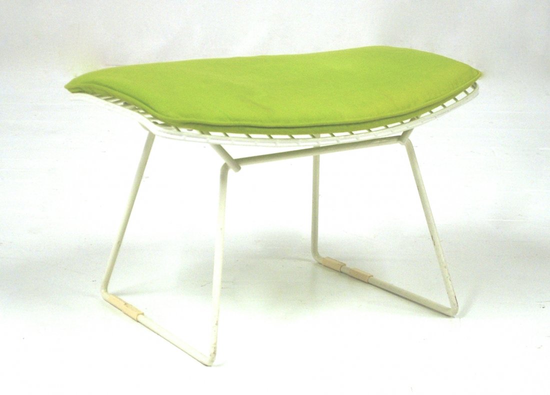 Harry Bertoia: Bird chair ottoman. Knoll International. Enameled steel, rubber, upholstery. Size, 23.5W x 17D x 14.5H
