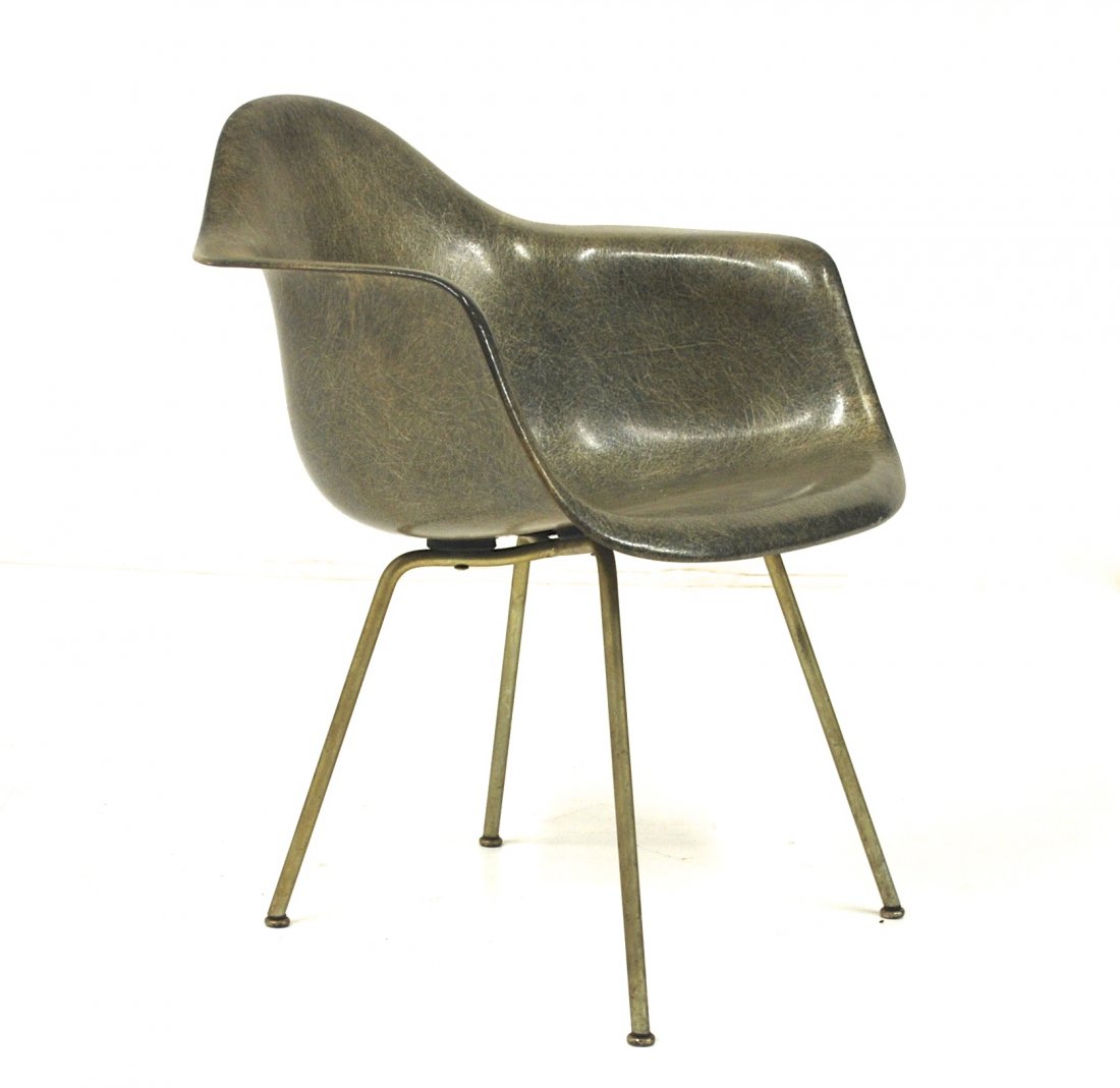 Charles and Ray Eames: DAX, Zenith Shell, rope edge, original label, 1950. Fiberglass, zinc, metal and rubber. The finest condition shell Main Auction has ever had. Original owner Jean Andrew. Size, 25W x 25D x 24H.