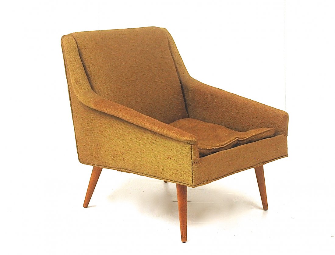 In the Manner of Gio Ponti: Italian lounge chair, possibly Singer and Sons. Italian Walnut and upholstery. 27L x 30D x 29.75H
