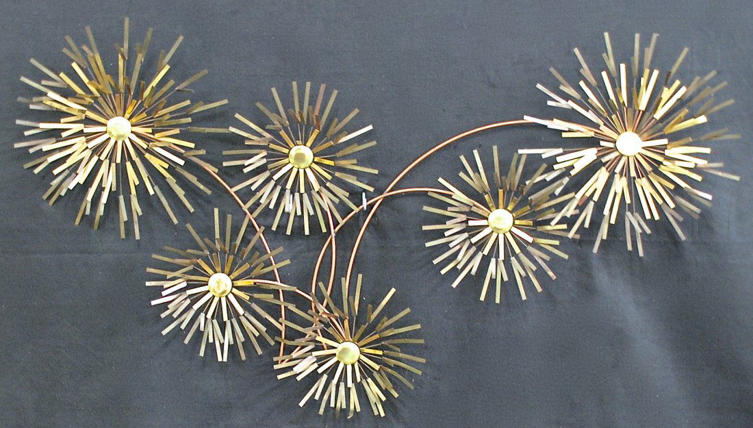 Curtis Jere: Starburst Wall Sculpture. Signed on support stem. Size.60L x 33H.