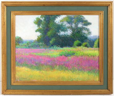 Sirois: Oil on canvas, flower fields. Signed LL, size 16 x 20.