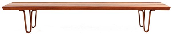 Edward Wormley: Long John coffee table, Dunbar 1946. Walnut original label. Size 72W x 18.75D x 11.5H.