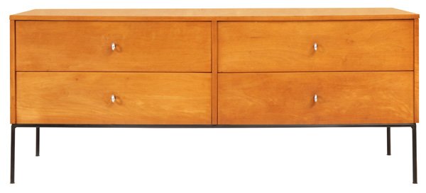 Paul McCobb: Dresser, Winchendon Furniture, Planter Group branded Manufacturer's mark to drawer. Birch, iron. Outstanding piece. Size 60W x 18.5D x 25.25H.