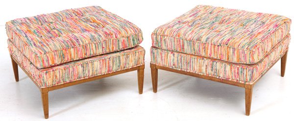 Harvey Probber (Attribution): Large ottomans, pair. Mahogany, upholstery.