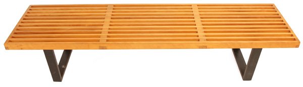 George Nelson: Slat bench, Herman Miller. Birch, Ebonized birch. Size 68W x 18.75D x 14.25H