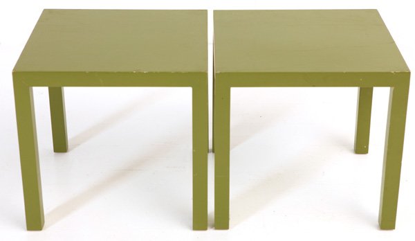 Jack Cartwright: Occasional tables, pair, Founders Furniture, 1970's. Lacquered wood. Size 21W x 21D x 20H.
