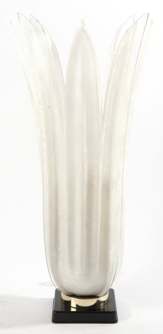 Rougier: Large table lamp. Canada, 1960's. Acrylic, brass, metal, plastic. Size 17W x 16.5D x 30.75H
