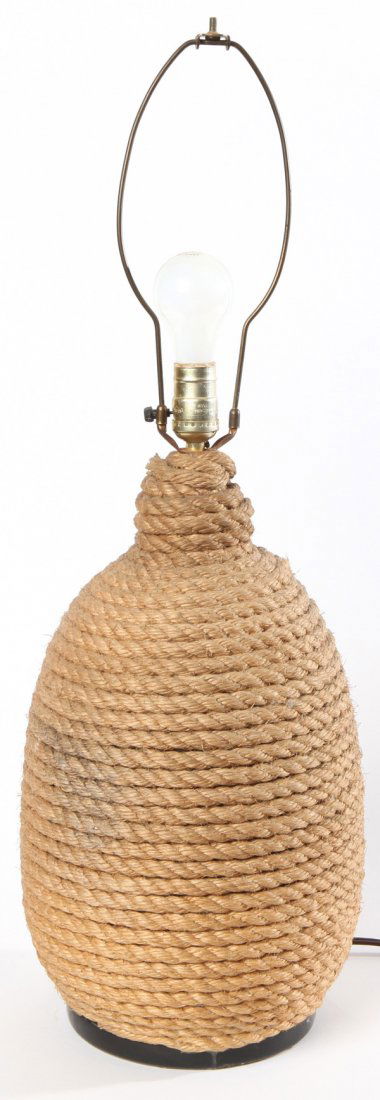 George Kovacs: Rope table lamp. Size 9.5 diameter x 30H.