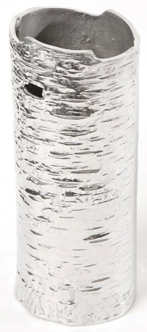 Michael Aram: "Bark vase", Hand hammered aluminum. Signature to underside. Size,