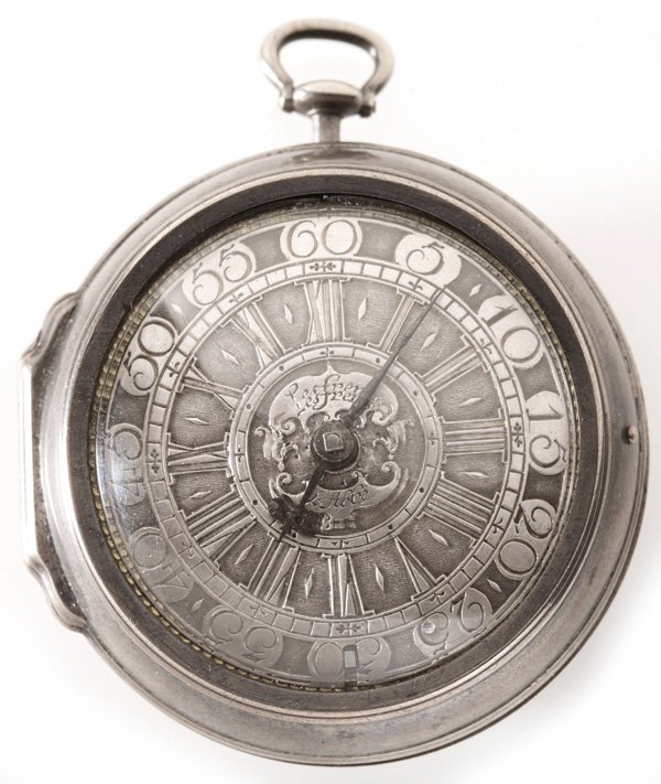 German Silver Case Winged Cock Pocket Watch,: German late 1700's to early 1800's, silver case winged cock pocket watch, silver dial, Egyptian pillars. Key wind, possibly German. Marked on face Les Freres, L. Odde