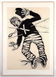 Thom Shaw: "The Malcolm X Paradox: The Assassination 1995. Woodcut, size 49.5 x 33 site. Signed LR. 10/50. Framed and matted.