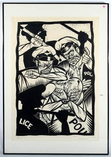 Thom Shaw: "The Malcolm X Paradox: Cracks #4" 2000, Woodcut. Signed LR. A/P1. Size 49 x 33 site.