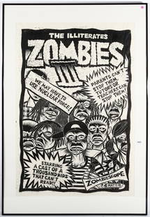 Thom Shaw: "Zombies #3", 2003. Woodcut, signed LR. A/P1. Size 49.5 x 33 site. Framed and matted.