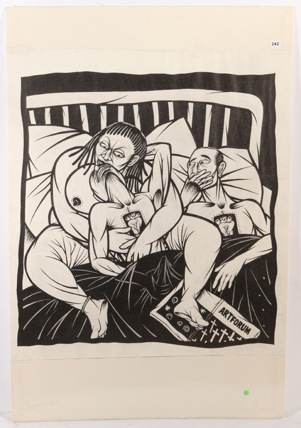 Thom Shaw: Unframed. Woodcut. "Self Portrait 49". Size 44.5 x 40 site.