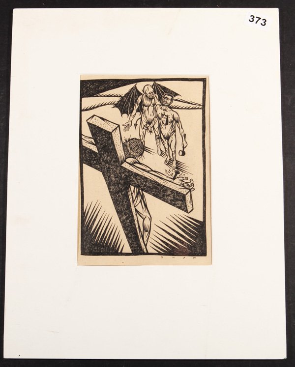 Thom Shaw: Unframed. Ink on Paper. "Self Portrait: The Accomplice", 1999. Size 10.5 x 7. Signed Shaw.