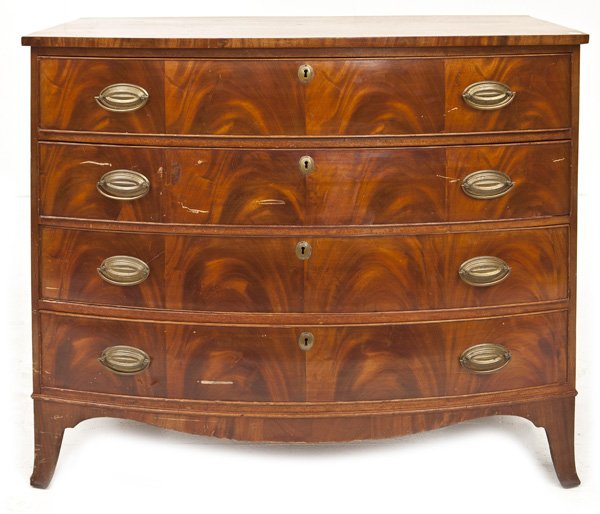 19th Century Mahogany Bow Front Chest (1 of 9)