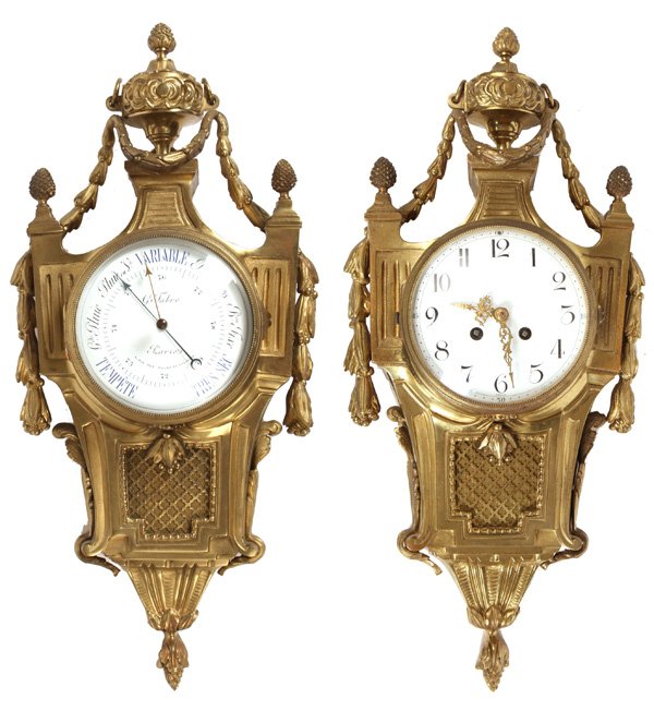 G. Fabre Bronze Barometer and Clock Set (1 of 10)