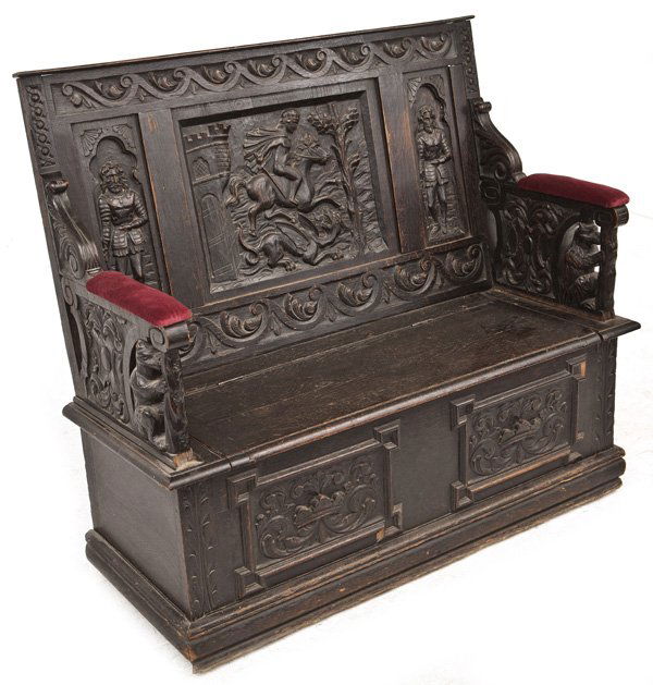 Continental Carved Hall Bench (1 of 7)