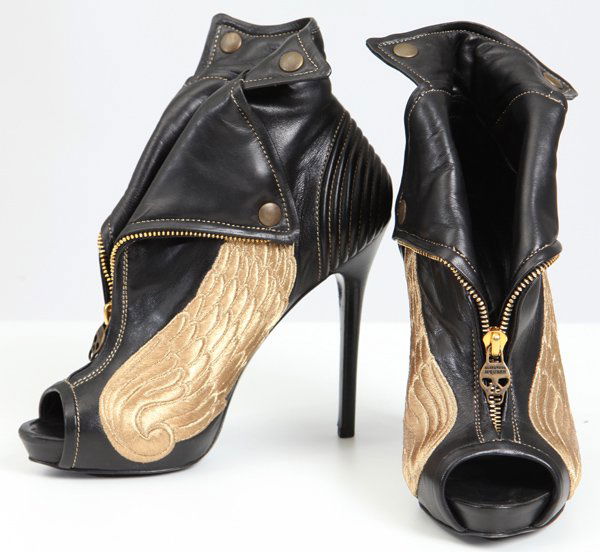 Alexander McQueen Leather Peep Toe Booties (1 of 10)