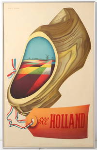 Cornelius Van Velson Poster: Original vintage 1950's Holland Travel Poster. Printer A.N.V.V, den Haag Size 37.5 x 23.5