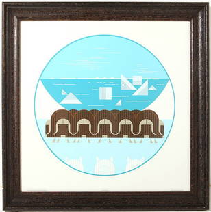 Charlie Harper Serigraph: Serigraph on paper titled "Artic Circle", numbered 347 of 500 . C.O.A on back. Signed lower right. Size 21 x 21