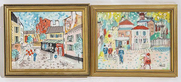 Charles Cobelle (1902-1998) France: Two, oil on canvas, French street scenes. Each signed lower right. Size 8 x 10 sight, Frame 10 x 12.