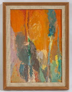 Arthur Osver (1912-2006) Oil: Oil on canvas, abstract, signed lower right. Size 15.75 x 10.5 Sight, Frame 19 x 14