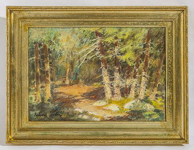 Albert Andre Impressionistic Landscape: Oil of board, landscape signed lower left. Size 13.75 x 19.75 sight, Frame 20 x 26