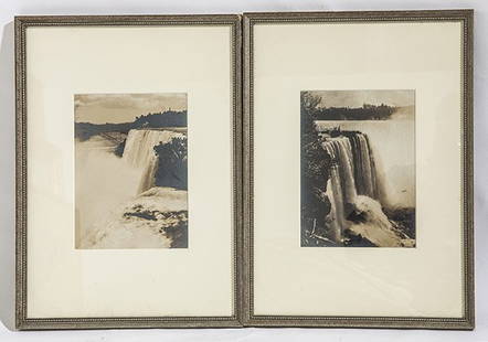 Photographs of Niagara Falls: Two professional 1920's photographs of Horseshoe Falls from Goat Island, Niagara Falls. Size 8.25 x 6.25 Frame 17 x 13