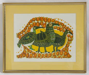 David Weidman Serigraph, 1975: Serigraph on paper titled "Three Birds". Signed LR and numbered 11. Size 20 x 26 sight, 28 x 34 frame.