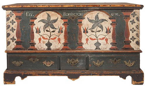 1791 Decorated Berks County Dower Chest