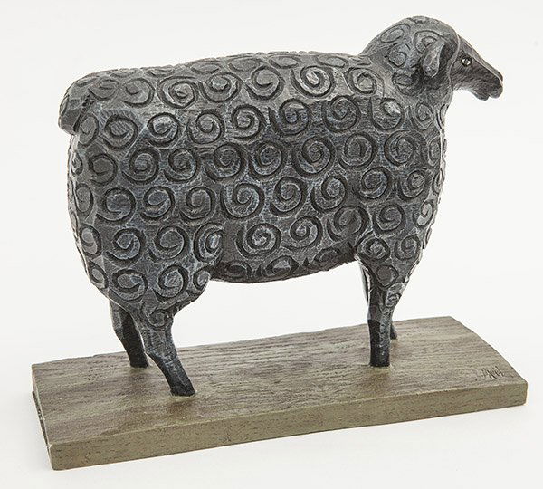 Folk Art Carved Black Sheep (1 of 9)