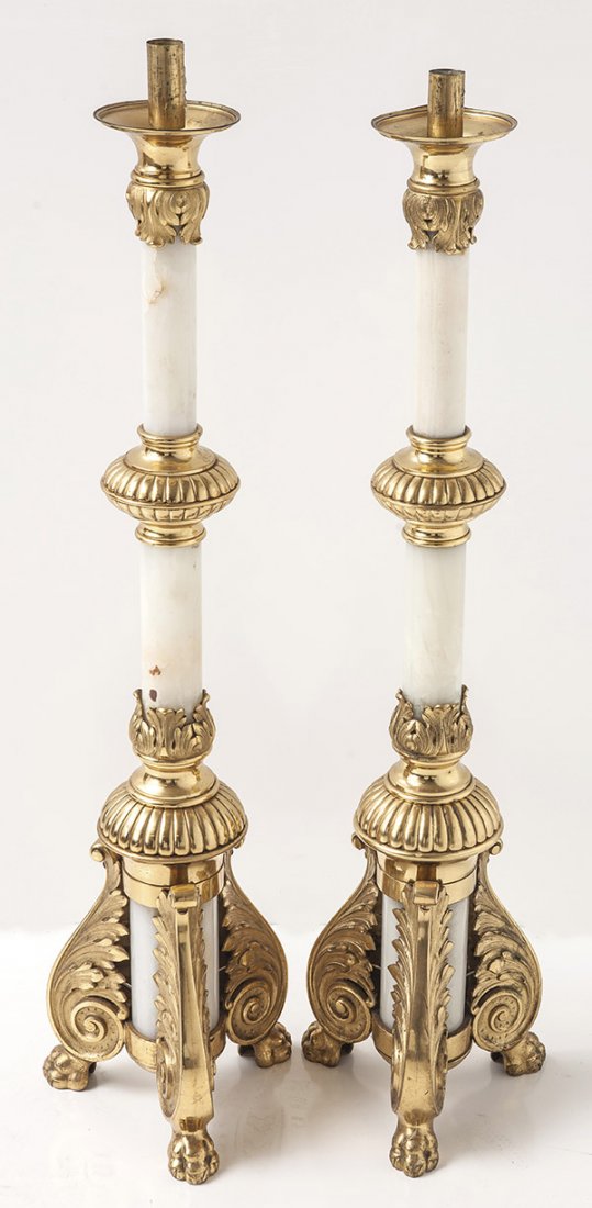 Outstanding Brass and Onyx Candlesticks (1 of 9)