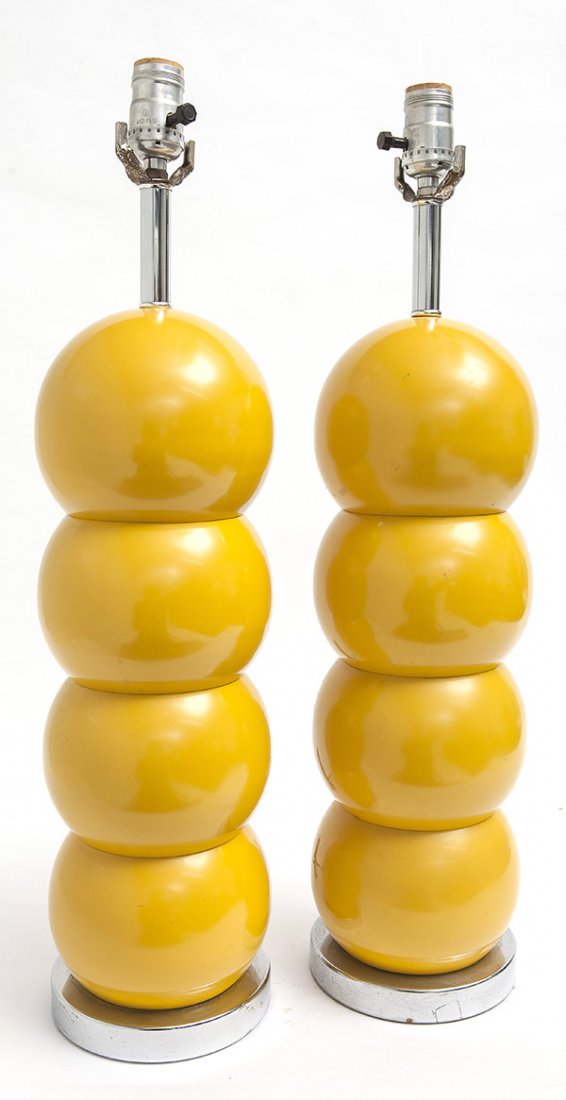 Robert Sonneman Table Lamps: Table lamp, pair. George Kovas lighting. 1970. Size 7dia x 25h.