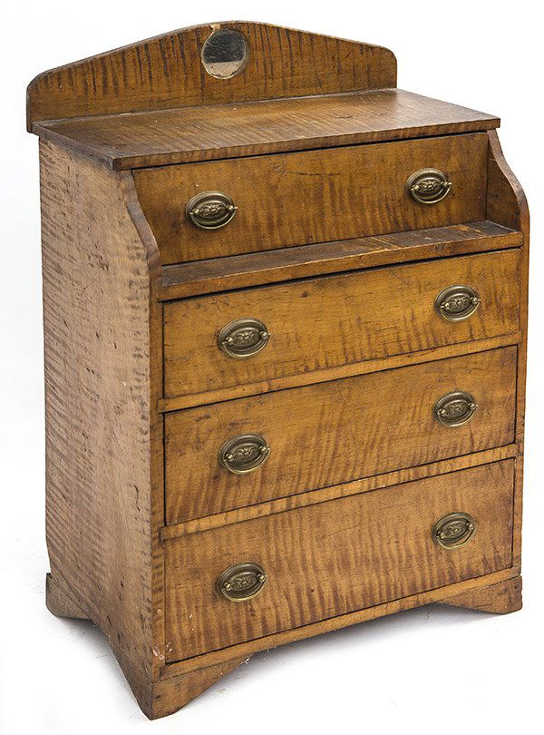 19th Century Tiger Maple Miniature Chest (1 of 10)