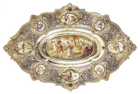 Important Gorham Sterling, Enamel and Jeweled Wall