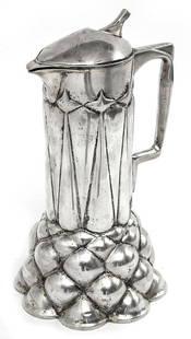 Rare Bahaus (Attribution) Tankard: Unusual 1920's Continental silver tankard with geometric handle and unusual form. Germany, Designer unknown. Manufacture marks to underside (.800) #8199 Approximate weight 30 ozt Size 7w x 6.25d x 12h