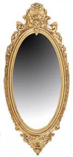 Gilt Mirror: Gilt frame mirror, ornate gesso frame. Mantle mirror, early 1900's Size 26.5"W x 60"H