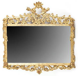 Gilt Mirror: Gilt frame mirror, ornate gesso frame. Mantle mirror.Size 42.25"w x 45"H